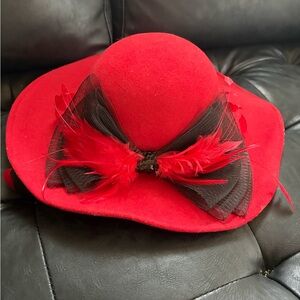 Vintage Red 100% Wool Lancaster Derby Hat
